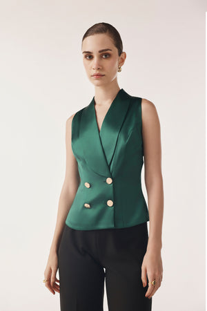 Tux Collared Double-Breasted Top