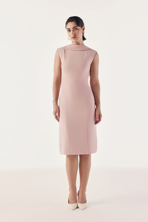 Reversed Collar Slimming Dress