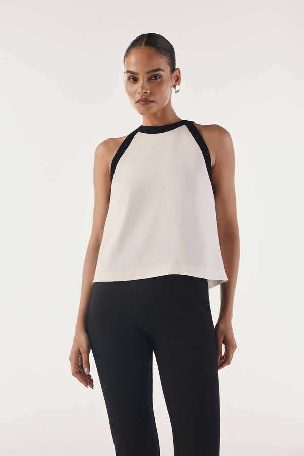 Contrast Zip-Up Effortless Top