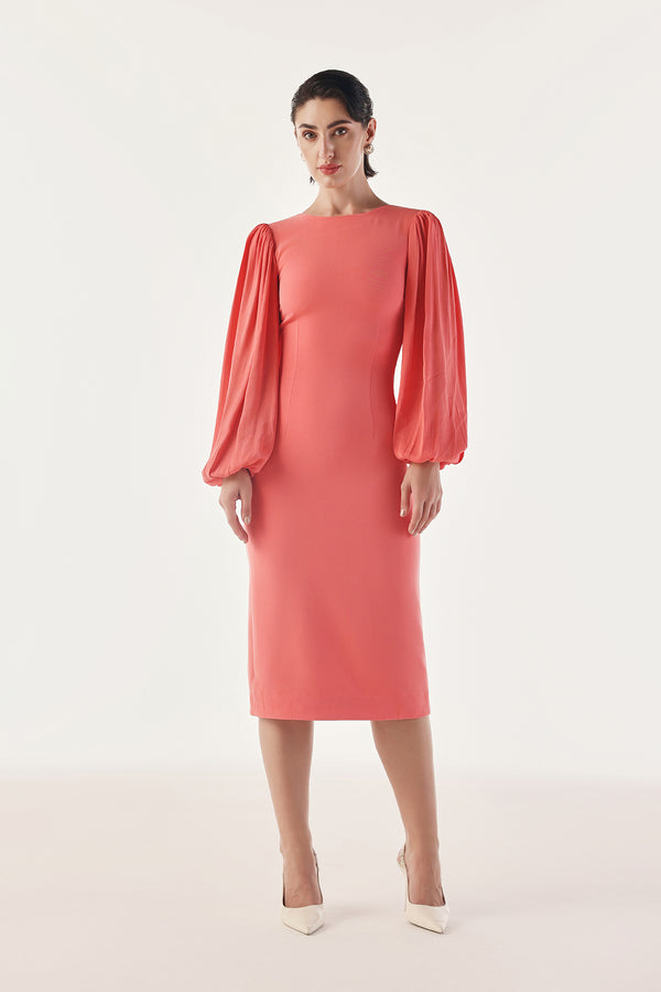 Sculpted Voluminous Sleeve Dress