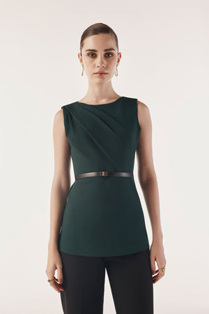 Belted Peplum Contour Top
