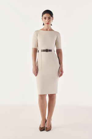 Contrast Belted Bodycon Dress