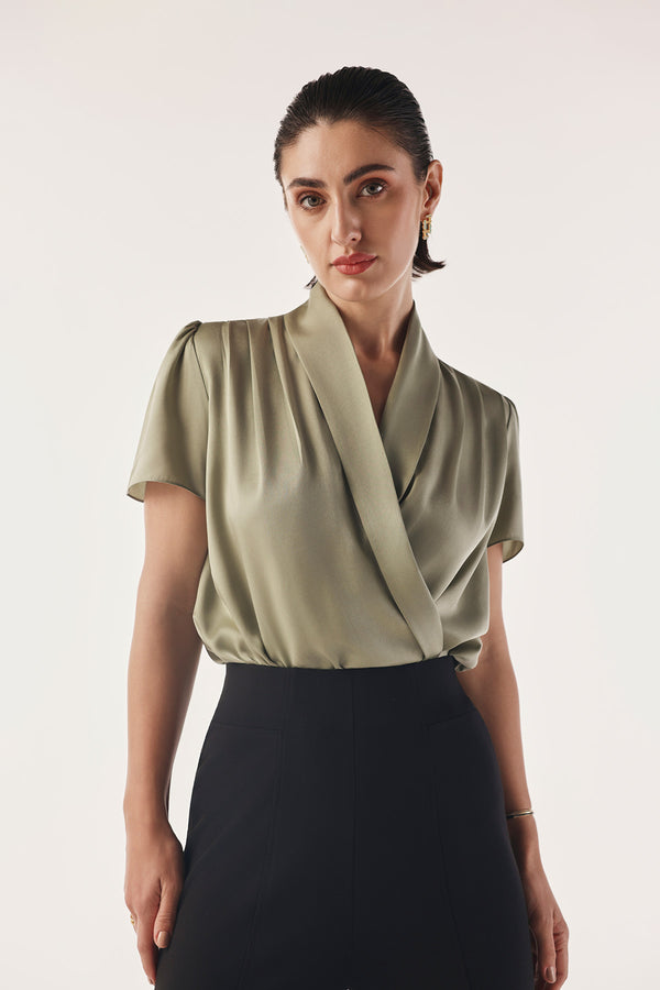 Roll Collared Wrap Body Suit