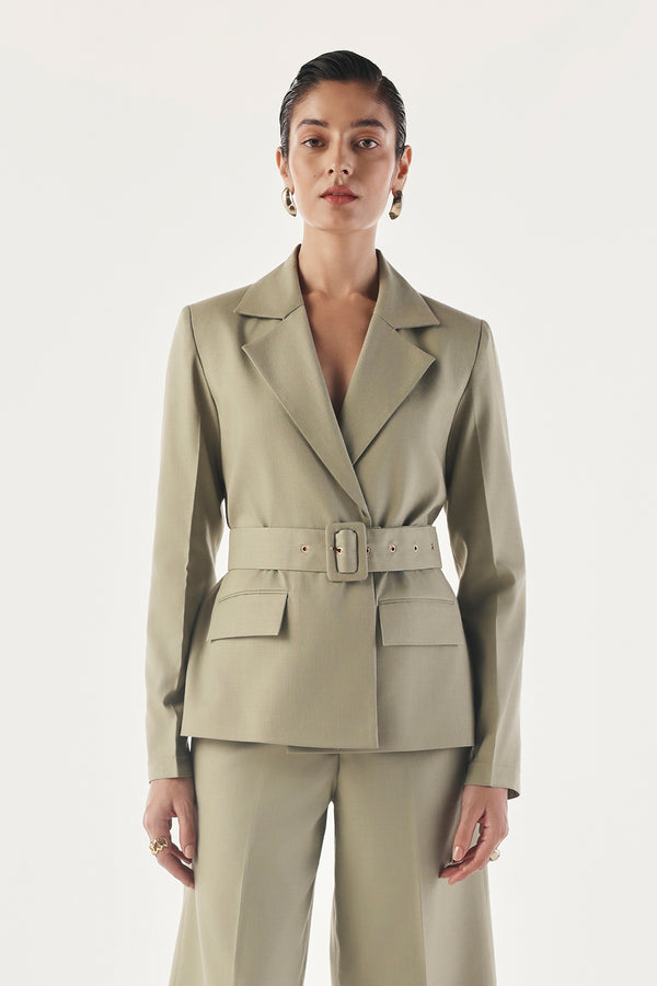 Belted Double-Breasted Summer Blazer