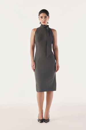 Tie Up Neck Bodycon Dress