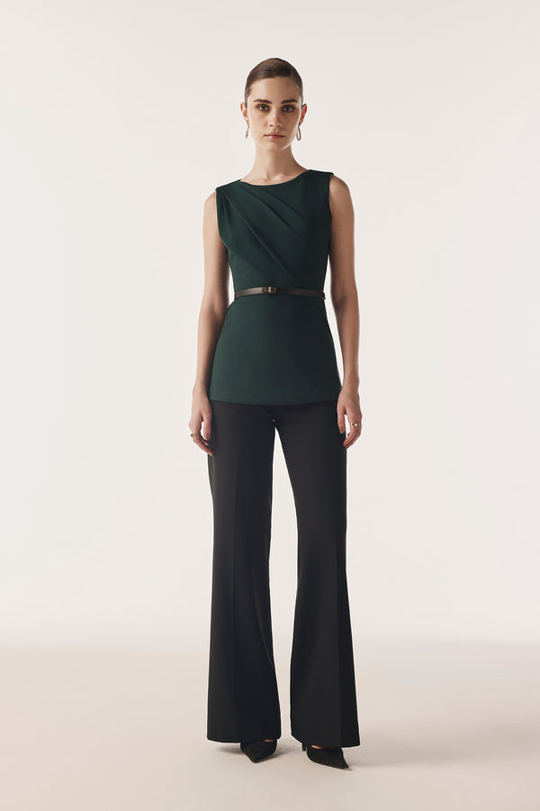 Belted Peplum Contour Top