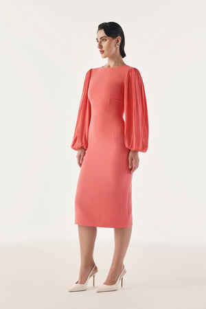 Sculpted Voluminous Sleeve Dress