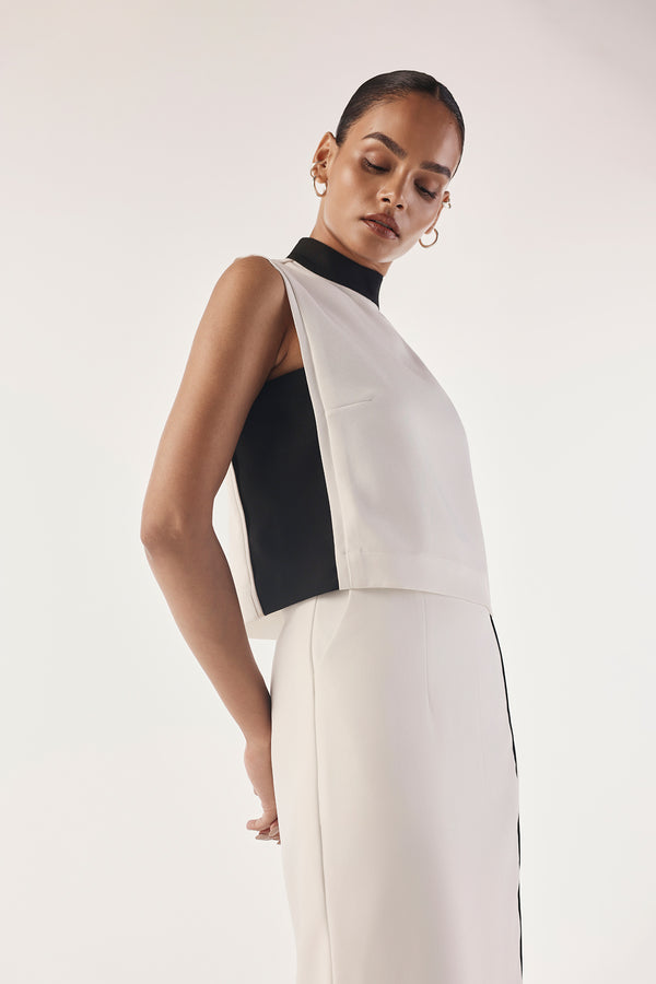 Contrast Paneled Boxy Top