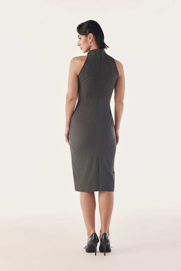 Tie Up Neck Bodycon Dress