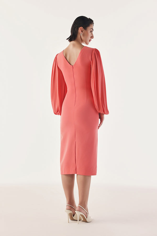 Sculpted Voluminous Sleeve Dress