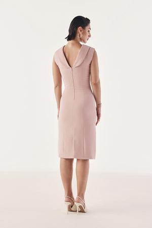 Reversed Collar Slimming Dress