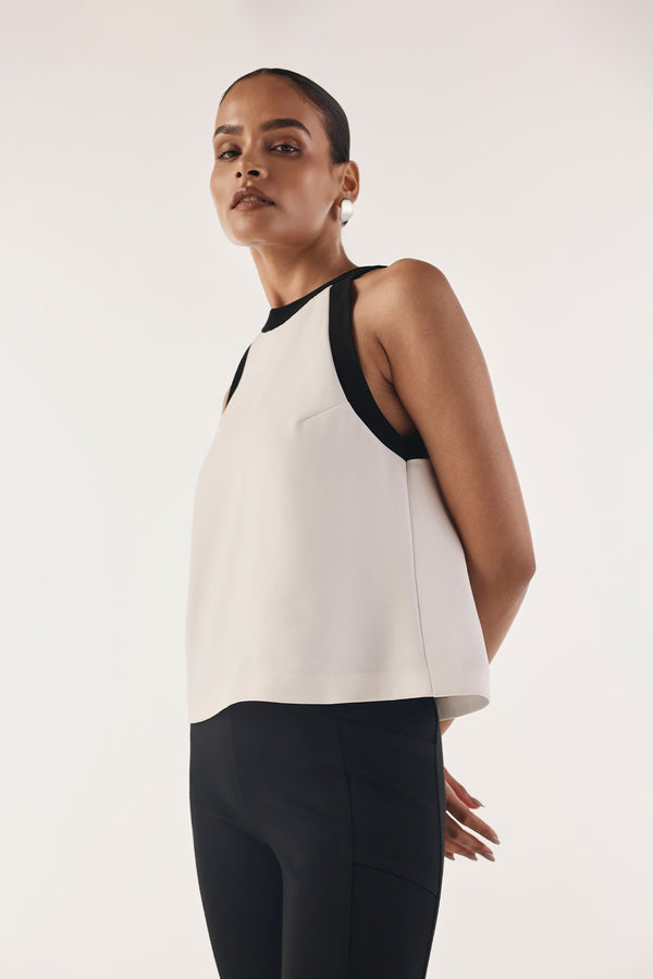Contrast Zip-Up Effortless Top