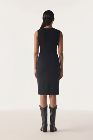 Folded-Collar Contour Dress