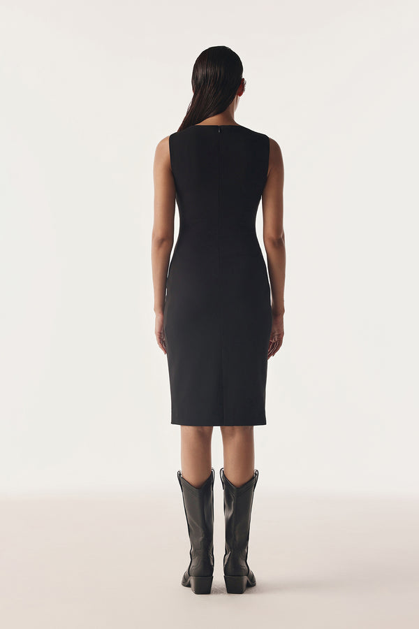 Folded-Collar Contour Dress