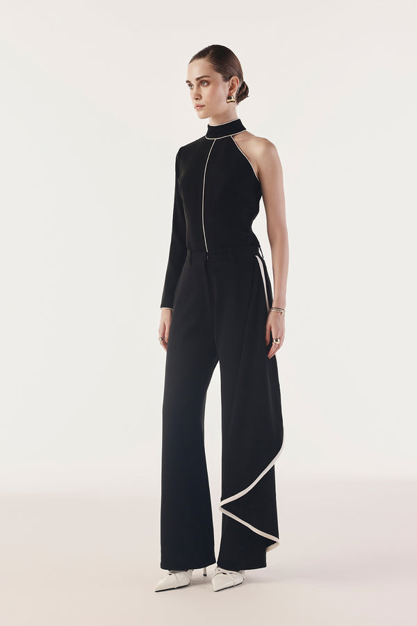 Contrast Asymmetrical One Sleeve Top