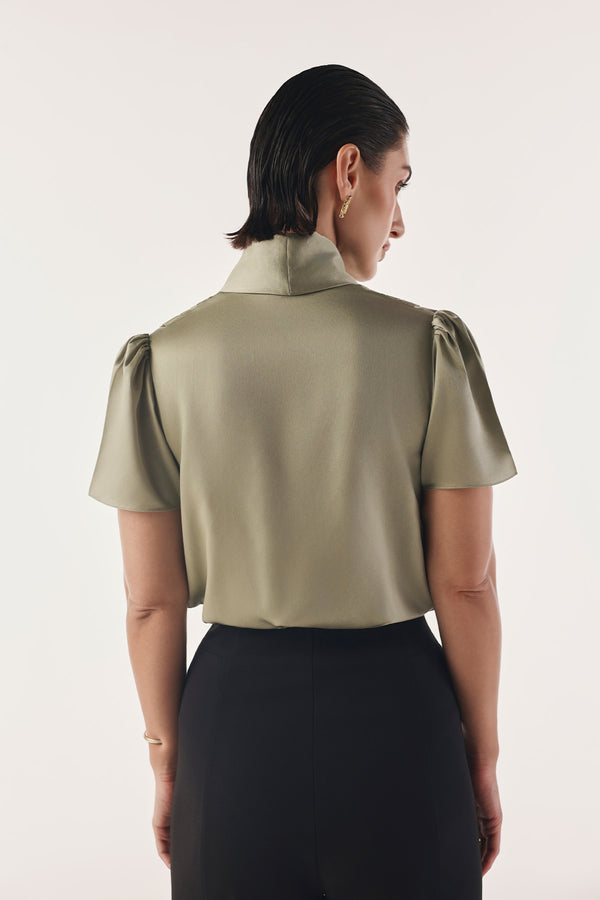 Roll Collared Wrap Body Suit