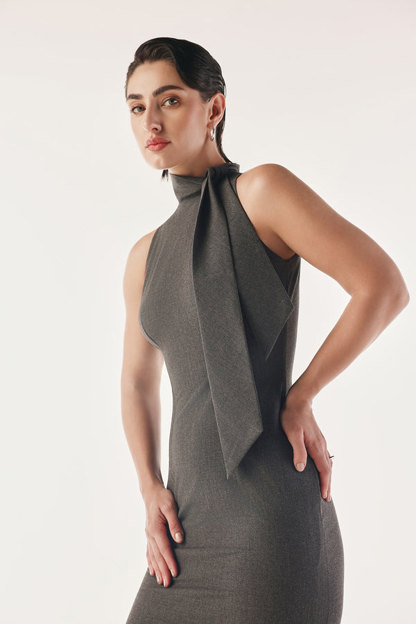 Tie Up Neck Bodycon Dress