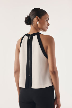 Contrast Zip-Up Effortless Top