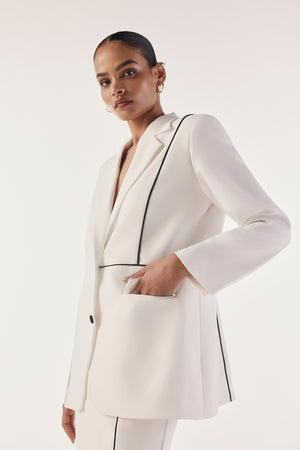 Linear Piped Single Breasted Blazer