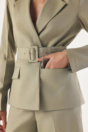 Belted Double-Breasted Summer Blazer