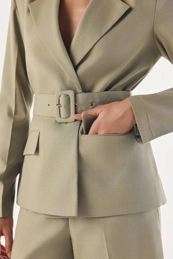 Belted Double-Breasted Summer Blazer