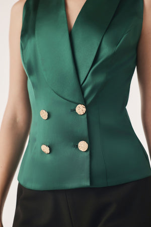 Tux Collared Double-Breasted Top