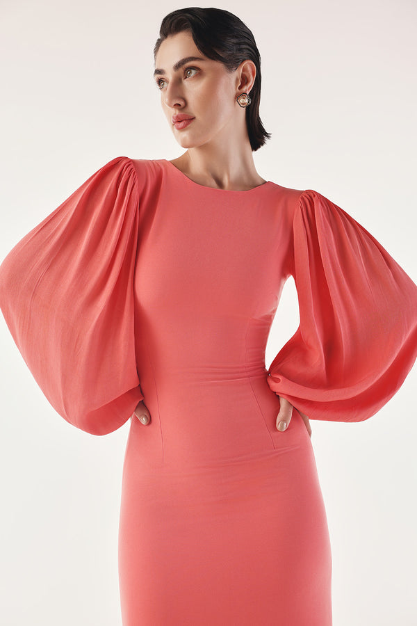 Sculpted Voluminous Sleeve Dress