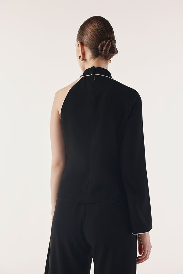 Contrast Asymmetrical One Sleeve Top