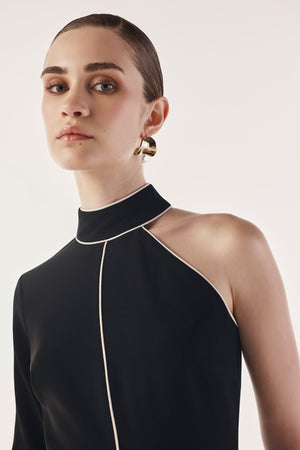 Contrast Asymmetrical One Sleeve Top