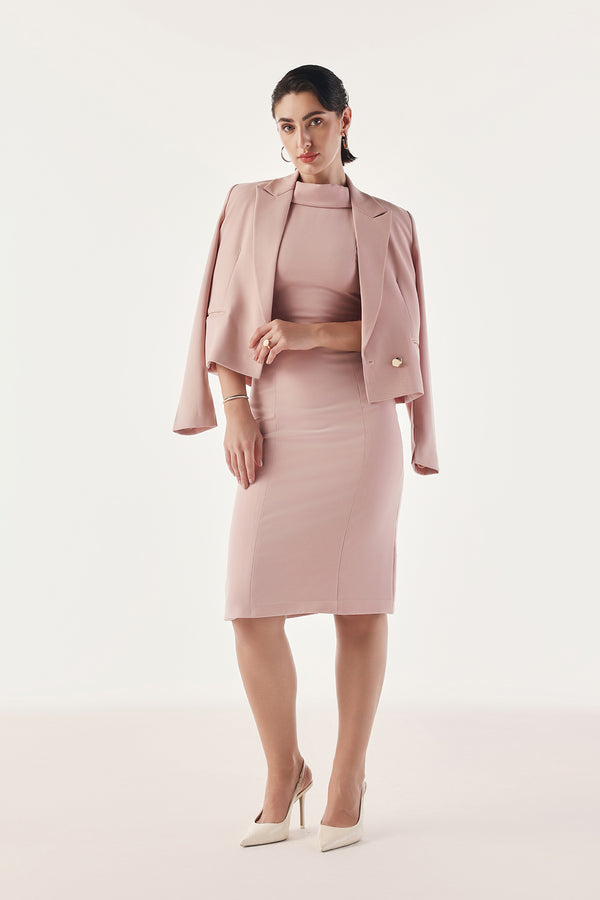 Reversed Collar Slimming Dress
