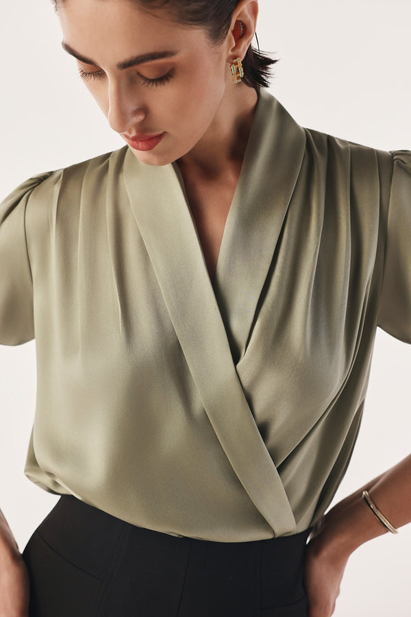 Roll Collared Wrap Body Suit