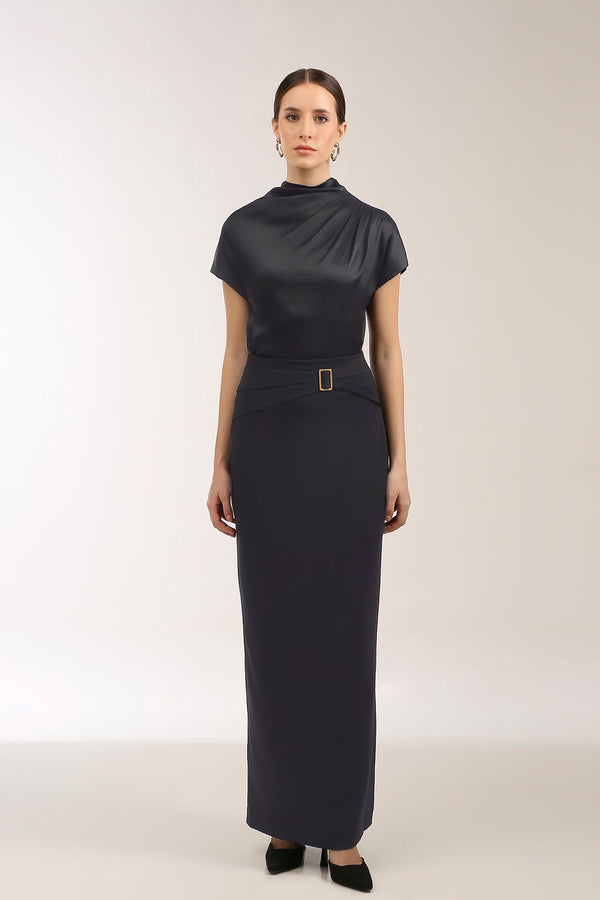 Belted Contour Pencil Skirt