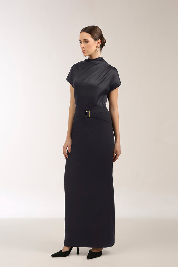 Belted Contour Pencil Skirt