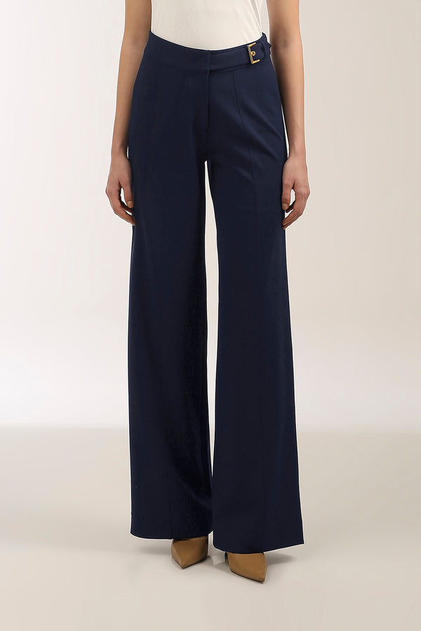 Waist Trim Wide-Leg Contour Trousers