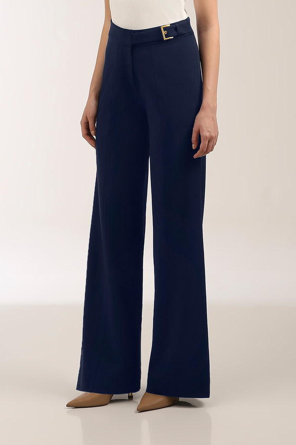 Waist Trim Wide-Leg Contour Trousers