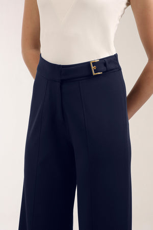 Waist Trim Wide-Leg Contour Trousers