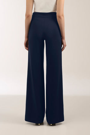 Waist Trim Wide-Leg Contour Trousers