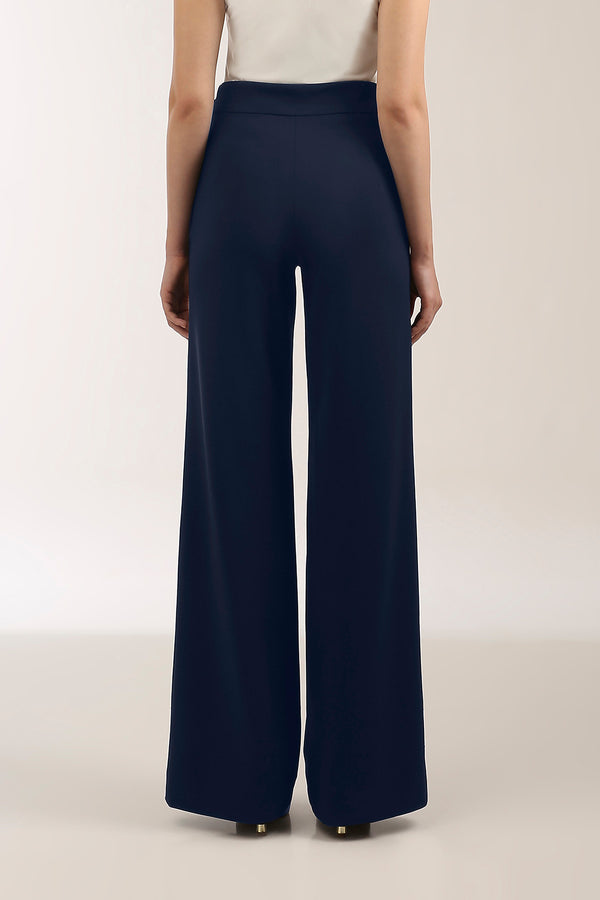 Waist Trim Wide-Leg Contour Trousers