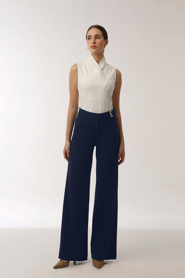 Waist Trim Wide-Leg Contour Trousers