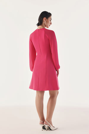 Panelled Skater Sheer Sleeved Dress