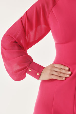 Panelled Skater Sheer Sleeved Dress