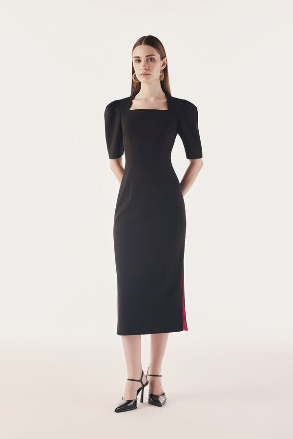 Statement Puff Sleeve Contour Dress