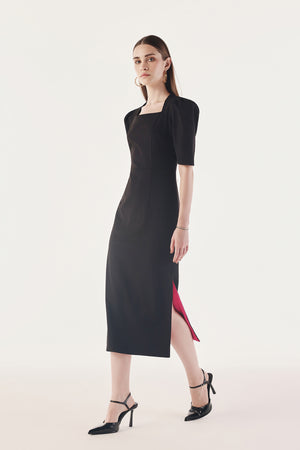 Statement Puff Sleeve Contour Dress