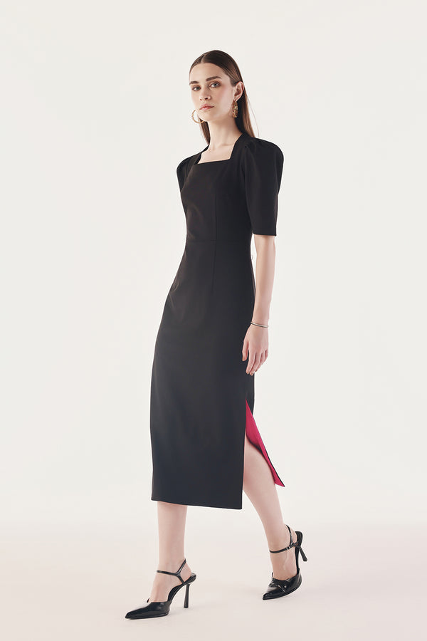 Statement Puff Sleeve Contour Dress