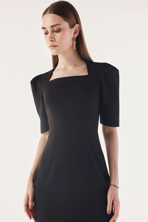 Statement Puff Sleeve Contour Dress
