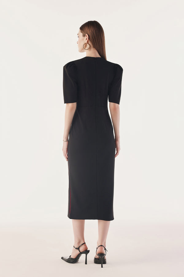 Statement Puff Sleeve Contour Dress