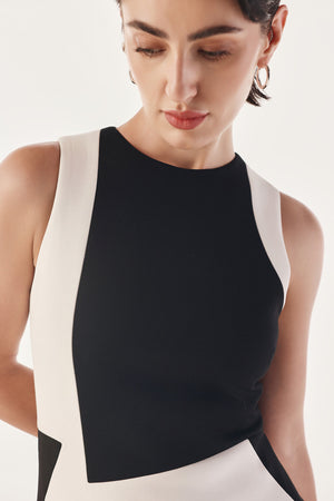 Geometric Block Scuba Dress