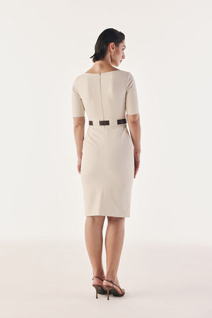 Contrast Belted Bodycon Dress