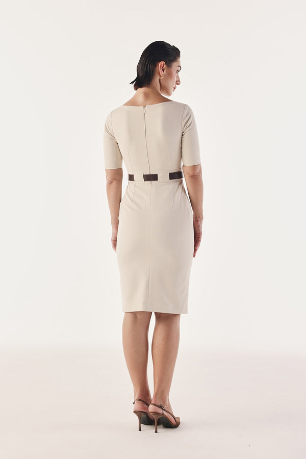 Contrast Belted Bodycon Dress