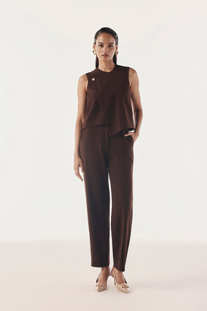 Buckled High Waist Tapered Trousers